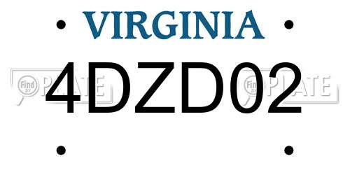 4DZD02 Virginia License Plate