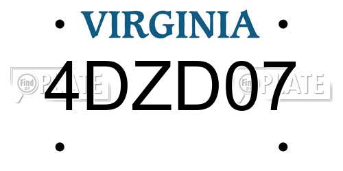 4DZD07 Virginia License Plate