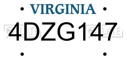 4DZG147 Virginia License Plate