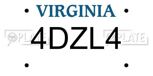 4DZL4 Virginia License Plate