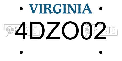 4DZO02 Virginia License Plate