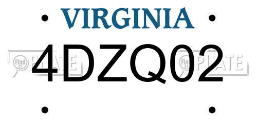 4DZQ02 Virginia License Plate