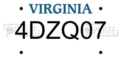 4DZQ07 Virginia License Plate