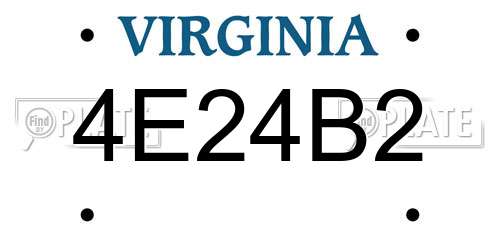 4E24B2 Virginia License Plate
