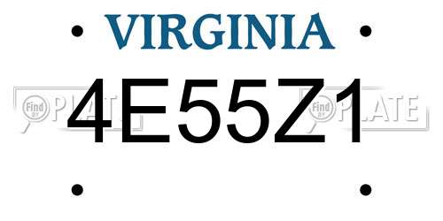 4E55Z1 Virginia License Plate