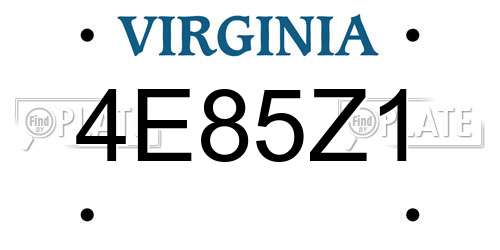 4E85Z1 Virginia License Plate