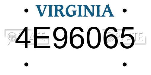 4E96065 Virginia License Plate