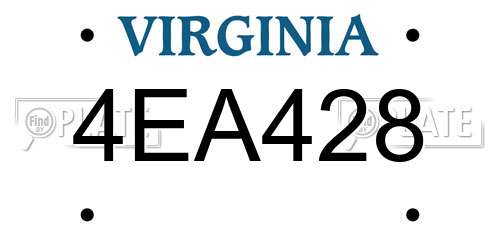 4EA428 Virginia License Plate