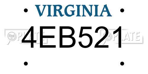 4EB521 Virginia License Plate