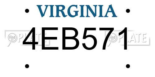 4EB571 Virginia License Plate