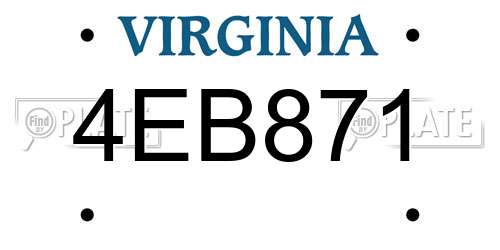 4EB871 Virginia License Plate