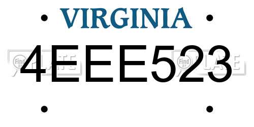 4EEE523 Virginia License Plate