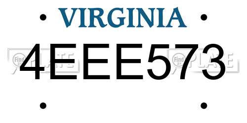 4EEE573 Virginia License Plate