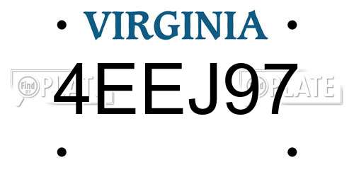 4EEJ97 Virginia License Plate