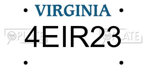 4EIR23 Virginia License Plate
