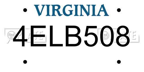 4ELB508 Virginia License Plate