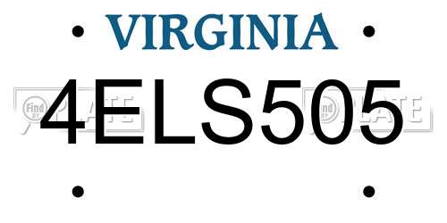 4ELS505 Virginia License Plate