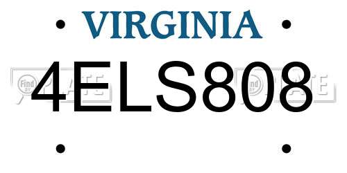 4ELS808 Virginia License Plate