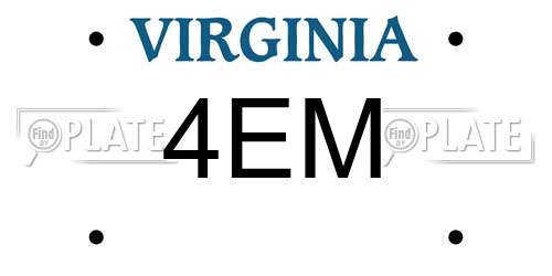 4EM Virginia License Plate
