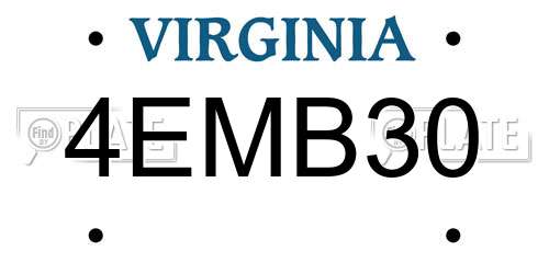 4EMB30 Virginia License Plate