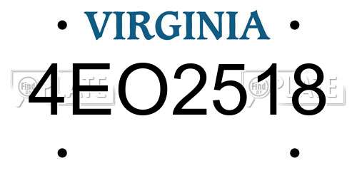 4EO2518 Virginia License Plate