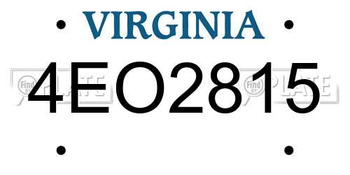 4EO2815 Virginia License Plate