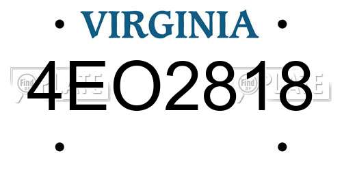 4EO2818 Virginia License Plate
