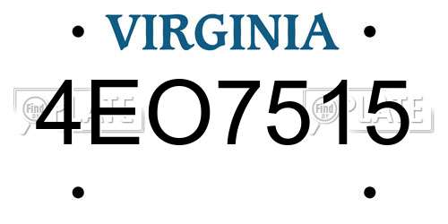 4EO7515 Virginia License Plate