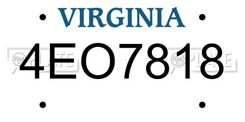 4EO7818 Virginia License Plate