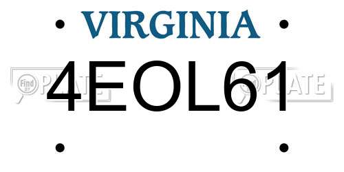 4EOL61 Virginia License Plate