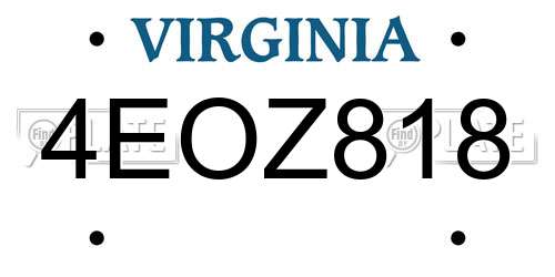 4EOZ818 Virginia License Plate