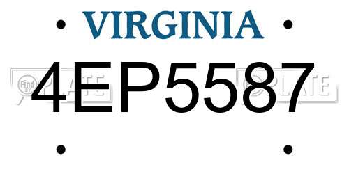 4EP5587 Virginia License Plate
