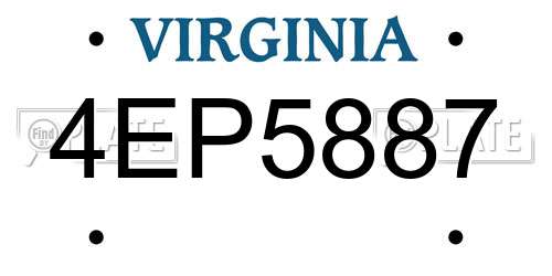 4EP5887 Virginia License Plate