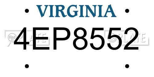 4EP8552 Virginia License Plate
