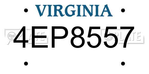 4EP8557 Virginia License Plate