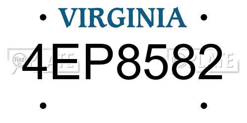 4EP8582 Virginia License Plate