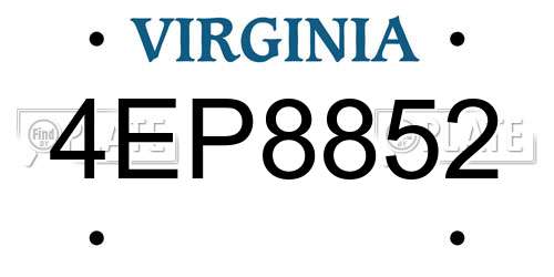 4EP8852 Virginia License Plate