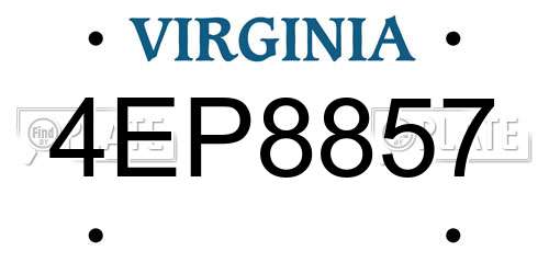 4EP8857 Virginia License Plate