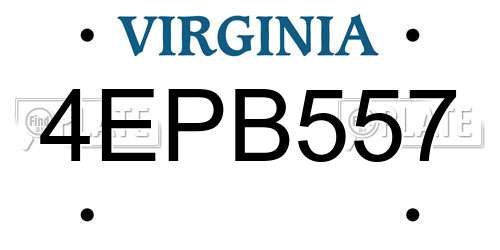 4EPB557 Virginia License Plate