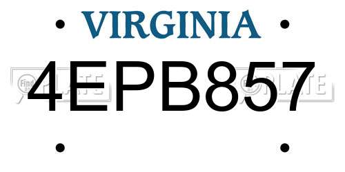4EPB857 Virginia License Plate