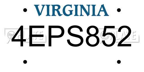 4EPS852 Virginia License Plate