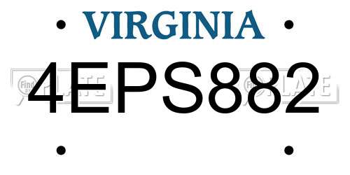 4EPS882 Virginia License Plate