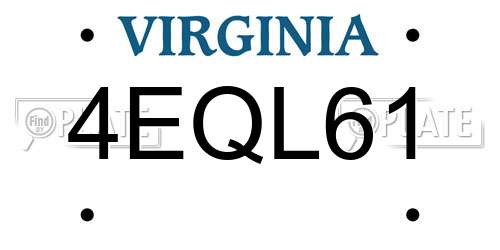 4EQL61 Virginia License Plate