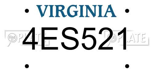 4ES521 Virginia License Plate