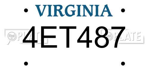 4ET487 Virginia License Plate