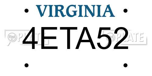 4ETA52 Virginia License Plate