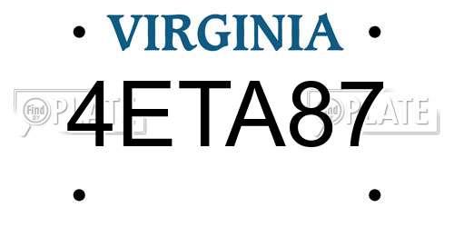 4ETA87 Virginia License Plate