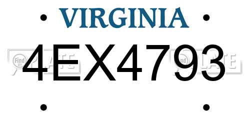 4EX4793 Virginia License Plate