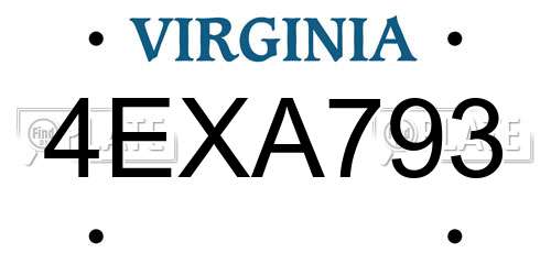 4EXA793 Virginia License Plate