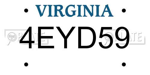 4EYD59 Virginia License Plate